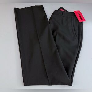 NWT$299 HUGO BOSS Dress Pants Womens 6 29x34” Virgin Wool Stretch Black Trousers